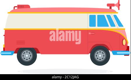 Street Food van mit Megaphon Vektor-Symbol flach isoliert Illustration Stock Vektor