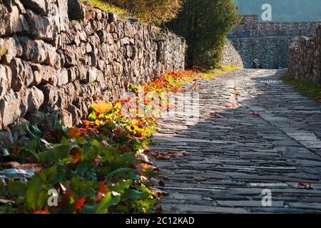 Steinweg in eine alte Zitadelle Stockfoto