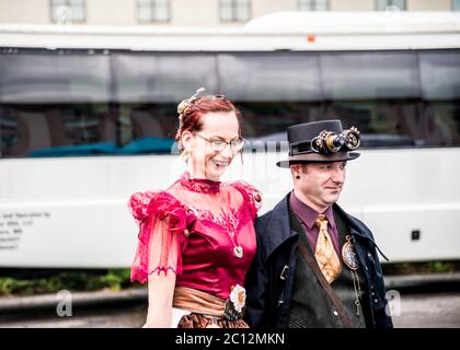 Steampunk-Figuren auf der Steam Punk Worlds Fair 2017 Stockfoto