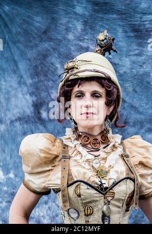 Steampunk-Figuren auf der Steam Punk Worlds Fair 2017 Stockfoto