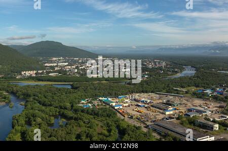 Yelizovo Stadt auf der Halbinsel Kamtschatka. Stockfoto