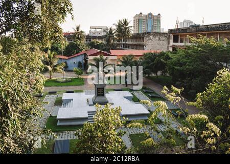 Blick auf den Haupthof in S21 Tuol Sleng Genozid Museum Phnom Penh Kambodscha Stockfoto