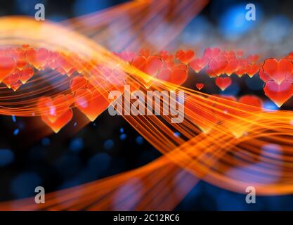 Roten Edelstein Herzen isoliert auf dunklem Hintergrund. Geometrische zerknitterten dreieckigen low-Poly Style Grafik 3d Render-Illustration. Raster-p Stockfoto