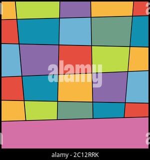 Abstrakter Hintergrund aus mehrfarbigen Quadraten und Rechtecken flache Symbolvektor isoliert Stock Vektor