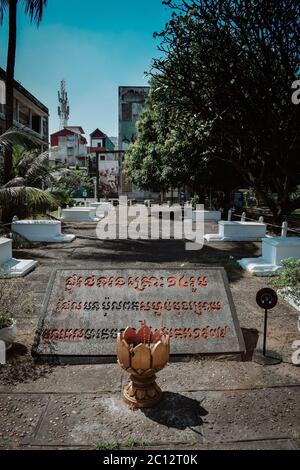 Gedenkstätte im Tuol Sleng Gefängnis Genozid Museum Phnom Penh Kambodscha Stockfoto