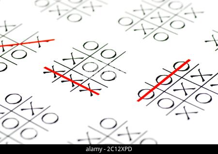 Tic tac Toe Satz isoliert auf weißem Hintergrund Stockfoto