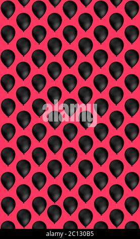 Schwarze Farbe Ballon Muster . 3d-Rendering. 3d-Illustration Stockfoto