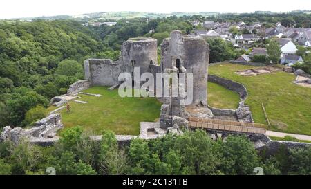 Luftaufnahme von Cilgerran Castle, Cilgerran, bei Cardigan, Pembrokeshire Wales Großbritannien Stockfoto