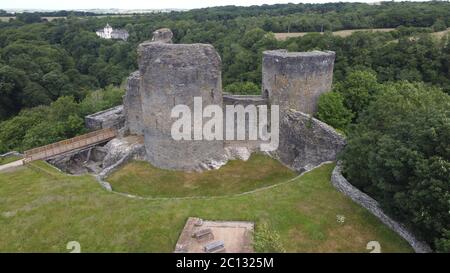 Luftaufnahme von Cilgerran Castle, Cilgerran, bei Cardigan, Pembrokeshire Wales Großbritannien Stockfoto