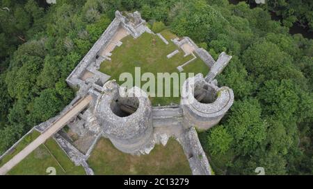 Luftaufnahme von Cilgerran Castle, Cilgerran, bei Cardigan, Pembrokeshire Wales Großbritannien Stockfoto
