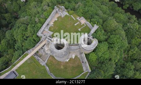 Luftaufnahme von Cilgerran Castle, Cilgerran, bei Cardigan, Pembrokeshire Wales Großbritannien Stockfoto