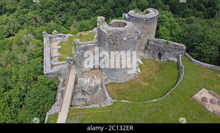 Luftaufnahme von Cilgerran Castle, Cilgerran, bei Cardigan, Pembrokeshire Wales Großbritannien Stockfoto