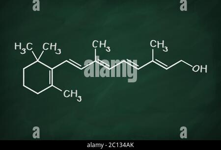 Strukturmodell des Vitamin A1 (Retinol) an die Tafel. Stockfoto