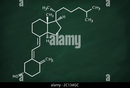 Strukturmodell des Vitamin-D3-Molekül an die Tafel. Stockfoto