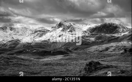 Langdales von Silver Howe im Winter. English Lake District Stockfoto