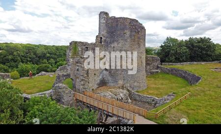 Luftaufnahme von Cilgerran Castle, Cilgerran, bei Cardigan, Pembrokeshire Wales Großbritannien Stockfoto