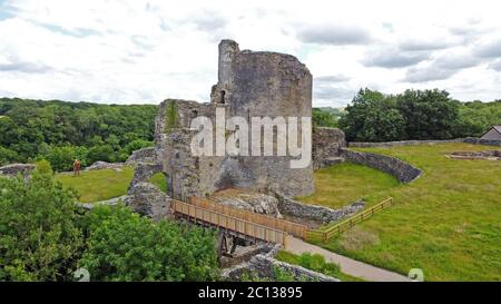 Luftaufnahme von Cilgerran Castle, Cilgerran, bei Cardigan, Pembrokeshire Wales Großbritannien Stockfoto