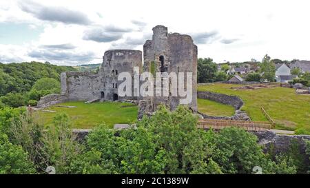 Luftaufnahme von Cilgerran Castle, Cilgerran, bei Cardigan, Pembrokeshire Wales Großbritannien Stockfoto