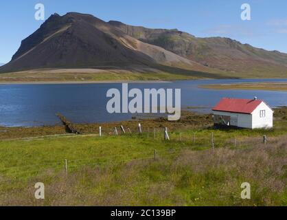 Ein einsames Haus auf der Halbinsel Snaefellsnes in Island Stockfoto