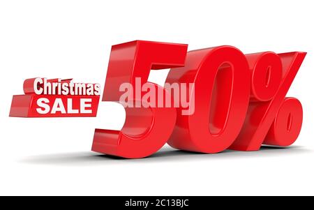 Weihnachtsverkauf. 50 Prozent Rabatt Stockfoto