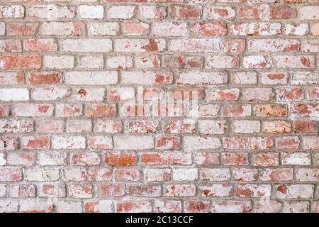 Textur der alten rustikalen Backsteinwand mit weiß gemalt Stockfoto