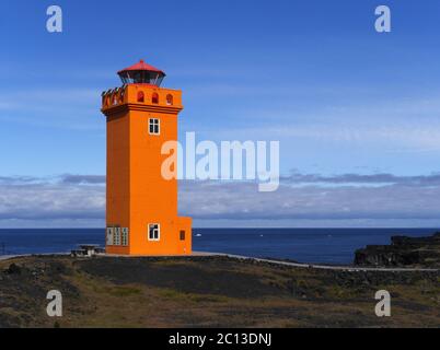 Leuchtturm Svörtuloft auf der Halbinsel Snaefellsnes in Island Stockfoto