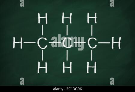 Strukturmodell des Propan an die Tafel. Stockfoto