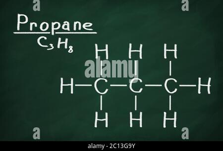 Strukturmodell des Propan an die Tafel. Stockfoto