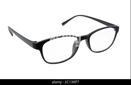Schwarze Brillenisolierung auf weißem Hintergrund mit Beschneidungspfad. Stockfoto