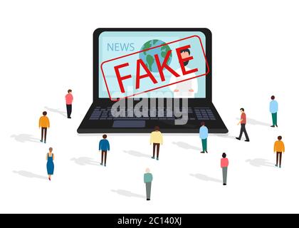 Falsche Nachrichten Metaphern. Massenmedien, heiße Online-Informationen Stock Vektor