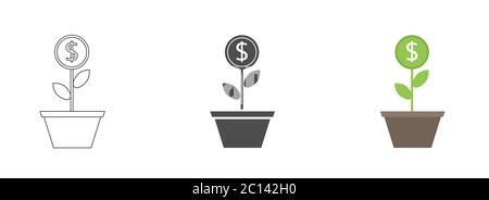 Blume mit Dollar Zeichen Vektor-Symbole Stock Vektor