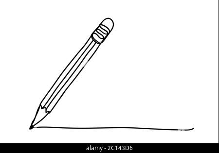 Bleistiftskizze, Linienzeichnung auf weißem Hintergrund, Vektorgrafik. Stock Vektor