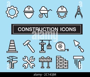 Konstruktionskonzept, Ikonen-Design Stock Vektor