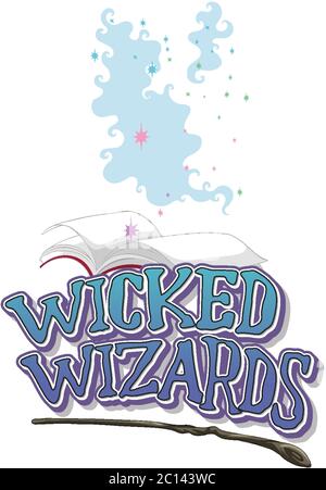 Wicked Wizards Logo auf weißem Hintergrund Illustration Stock Vektor