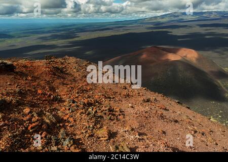 Vulkan Gorshkov - erster Schlackenkegel des Norddurchbruchs große Tolbachik-Spaltausbruch 1975 Stockfoto