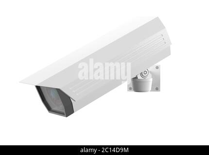 CCTV-Überwachungskamera. 3d-Rendering-Illustration isoliert auf weißem Hintergrund Stockfoto