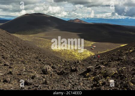 Wandern Wanderweg Aufstieg zum Norden Durchbruch große Tolbachik Fissur Eruption 1975 Stockfoto