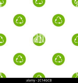 Nahtloses Öko-Muster. Drei Pfeile mit Blättern Öko recyceln. Wiederverwendung Ornament auf weißem Hintergrund. Grüne flache Vektor-Tapete. Blatt Ökologie Kreis Symbo Stock Vektor