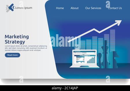 Business Marketing Strategie Tabelle auf dem Bildschirm. Finanzanalyse Audit mit Grafiken Diagramme. ROI-Konzept. Gewinn steigern Stock Vektor