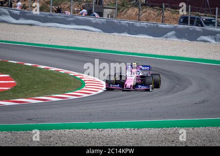 MONTMELLO, SPANIEN-10. MAI 2019: Rennpunkt RP19 Formel-1-Rennwagen (Fahrer: Lance Stroll) Stockfoto