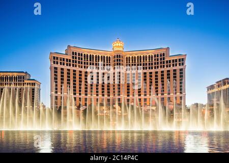 Das Bellagio Hotel und Casino auf dem Strip in Las Vegas, Nevada. Stockfoto