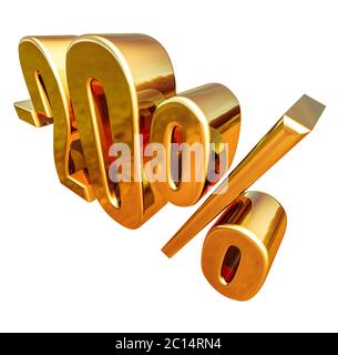 3d Gold 20 zwanzig Prozent Rabatt Zeichen Stockfoto