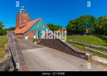 Ältester Leuchtturm Deutschlands, erbaut 1380, Nordseeinsel Neuwerk, Bundesland Hamburg, Norddeutschland, UNESCO-Weltkulturerbe Stockfoto