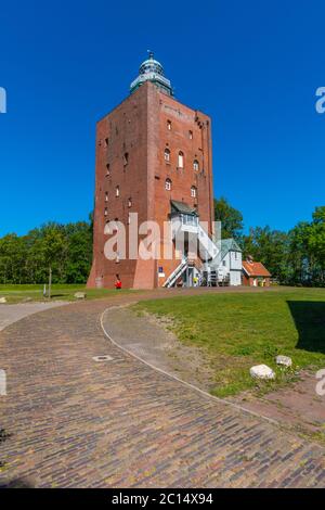 Ältester Leuchtturm Deutschlands, erbaut 1380, Nordseeinsel Neuwerk, Bundesland Hamburg, Norddeutschland, UNESCO-Weltkulturerbe Stockfoto