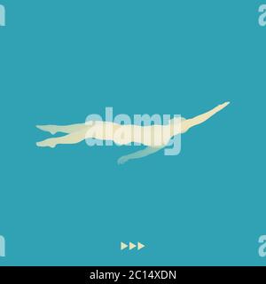 3D-Schwimmen Mann. Vektor Bild von einem Schwimmer. Menschlichen Körper. Sport Symbol. Design Element. Stock Vektor