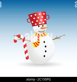 Schneemann Cartoon-Illustration in bunten Stock Vektor