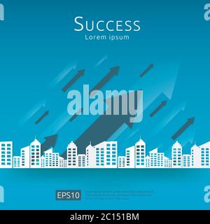 Business Pfeile Konzept zum Erfolg. Wachstumskarte erhöhen Gewinn Umsatz. Finanzierung Geld Dehnung steigt. Hintergrund Vektor Illustration. Stock Vektor