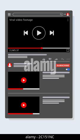 Vektordarstellung einer Video Viewer Webseite. Geeignet für die Förderung der neuesten Video-Kanäle, Layout-Vorlagen und Benutzeroberfläche von der Webseite Stock Vektor
