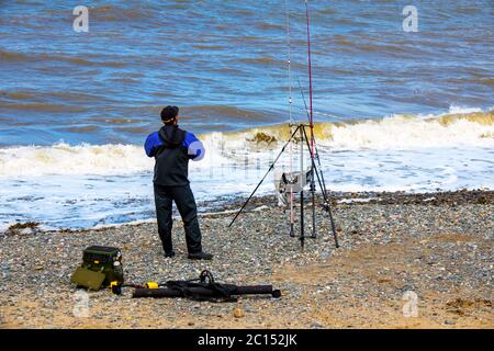 EineinesFischers am Rossall Strand Stockfoto