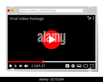 Web-Seite Design für virale Videos. Website-Vorlage mit Video-Player. Grafische Quelle für Webseiten-Schnittstelle komplett mit Schaltflächen. Stock Vektor